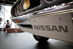 In this May 11, 2017, file photo, a Nissan car is displayed at its showroom in Tokyo.