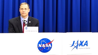 NASA administrator Jim Bridenstine attends a press conference at JAXA headquarters in Tokyo, Wednesday, Sept. 25, 2019.