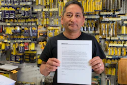 In this photo taken Wednesday, Aug. 28, 2019, Albert Chow, owner of Great Wall Hardware in San Francisco, holds a May 2019 letter from a supplier notifying him that prices will be increasing 10 to 18 percent because of US tariffs on Chinese goods. He says he has no choice but to raise store prices on those products.