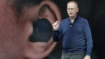 Dave Limp, senior vice president for Amazon devices & services, talks about Echo Buds, the tech company's new wireless earbuds product, Wednesday, Sept. 25, 2019, during an event in Seattle.