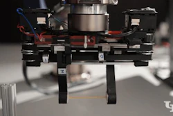 A robotic gripper developed in the lab of Professor Ehsan Esfahani at University at Buffalo uses repulsion between magnets to adjust the stiffness of its grip and absorb energy from collisions. This helps improve safety in industrial settings, and prevents objects like this spaghetti stick from breaking.