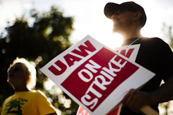 In this Sept. 16, 2019 file photo, union members picket outside a General Motors facility in Langhorne, Pa. The strike against GM by United Auto Workers entered its second week Monday, Sept. 23 with progress reported in negotiations but no clear end in sight. Bargainers met all weekend and returned to talks Monday morning as the strike entered its eighth day.