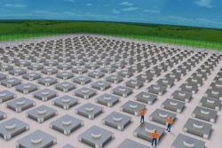 Rendering of the proposed HI-STORE CIS Facility. Holtec is seeking a 40-year license from federal regulators to build what it has described as a state-of-the-art complex near Carlsbad.
