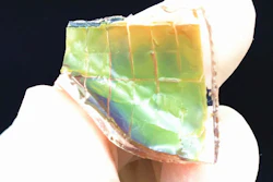 Inspired by chameleon skin, this flexible material changes color in response to heat and light.