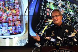 Kenosha County Sheriff David Beth talks about the THC-infused vaping cartridges that were part of a large-scale marijuana operation during a news conference in Kenosha Wednesday, Sept. 11, 2019.