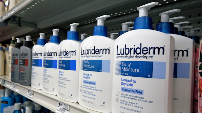 This Nov. 14, 2018, file photo shows Lubriderm, a Johnson & Johnson product, on display at a market in Pittsburgh.