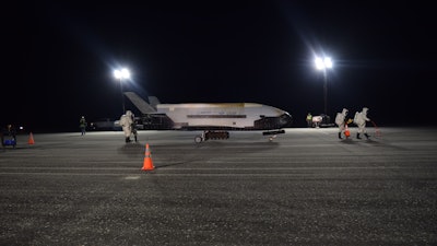 The Air Force’s X-37B Orbital Test Vehicle Mission 5 successfully landed at NASA’s Kennedy Space Center Shuttle Landing Facility, Oct. 27, 2019.