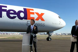 Tennessee Gov. Bill Haslam, left, talks about a newly $1 billion investment by FedEx Corp. at its hub in Memphis, March 14, 2018.