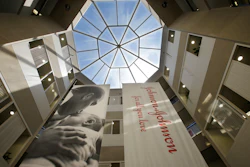 In this July 30, 2013, file photo, large banners hang in an atrium at the headquarters of Johnson & Johnson in New Brunswick, N.J.
