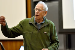 In this 2016 photo provided by Princeton University, James Peebles speaks at the 43rd annual Donald R. Hamilton Lecture in Princeton, N.J.
