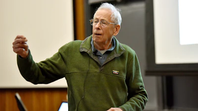 In this 2016 photo provided by Princeton University, James Peebles speaks at the 43rd annual Donald R. Hamilton Lecture in Princeton, N.J.