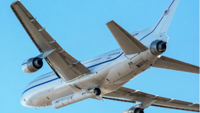 In this Oct. 1, 2019 photo made available by NASA, a Northrop Grumman L-1011 Stargazer aircraft takes off from Vandenberg Air Force Base in Calif.