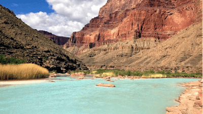 This May 2014 shows the point where the Little Colorado River and the Colorado River meet in northeastern Arizona.