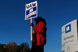 Yolanda Jacobs, a United Auto Workers member, walks the picket line at the General Motors Romulus Powertrain plant in Romulus, Mich., Oct. 9, 2019.