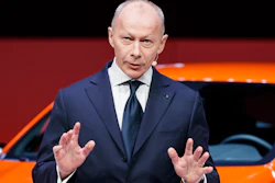 In this March 5, 2019, file photo, Renault CEO Thierry Bollore speaks during the presentation of the new Renault Clio at the 89th Geneva International Motor Show in Geneva, Switzerland.