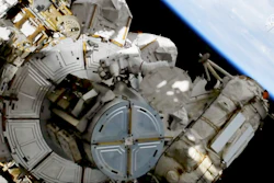 This image provided by NASA shows astronauts Andrew Morgan on a spacewalk outside the International Space Station on Friday, Oct. 11, 2019. Morgan and Christina Koch are replacing decade-old batteries in the station’s solar power network with new and improved lithium-ion versions. It’s the second of five spacewalks planned this month to install six new batteries that arrived via a Japanese supply ship two weeks ago.