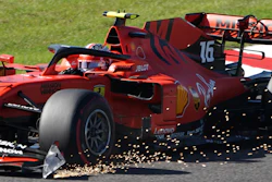 Ferrari driver Charles Leclerc of Monaco steers his car during the Japanese Formula One Grand Prix at Suzuka Circuit in Suzuka, Oct. 13, 2019.