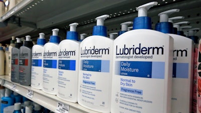 This Nov. 14, 2018, file photo shows Lubriderm, a Johnson & Johnson product, on display at a market in Pittsburgh.