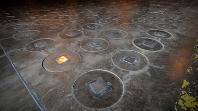 In this Nov. 20, 2013, file photo, radioactive waste, sealed in large stainless steel canisters, stored at the Savannah River Site near Aiken, S.C.