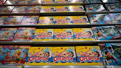 In this Nov. 9, 2018, file photo, Operation made by Hasbro is displayed shelves in the expanded toy section at a Walmart Supercenter in Houston.