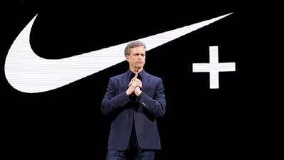In this March 16, 2016, file photo, Nike CEO Mark Parker speaks during a news conference in New York.