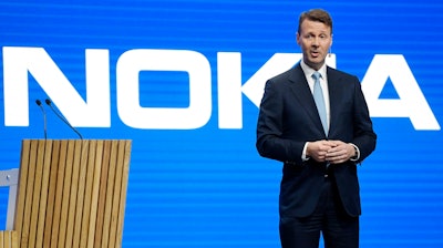 In this May 30, 2018, file photo, Nokia Chairman Risto Siilasmaa speaks during a shareholder's meeting in Helsinki.