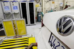 In this Sept. 30, 2015, file photo, a 2013 Volkswagen Passat with a diesel engine is evaluated at the California Air Resources Board emissions test lab in El Monte, Calif.