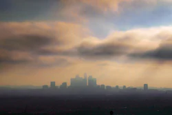 In this Oct. 26, 2018, file photo, downtown Los Angeles is shrouded in early morning coastal fog and smog.