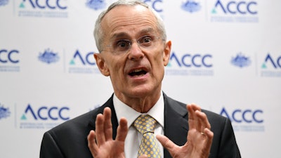 Australian Competition and Consumer Commission Chairman Rod Sims during a media conference in Sydney, Oct. 29, 2019.
