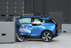 A 2017 BMW i3 during crash safety testing.