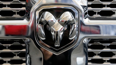 This Feb. 11, 2016, file photo shows the grill of a Ram 3500 Heavy Duty Turbo Diesel truck at the Pittsburgh International Auto Show.