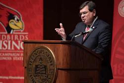 Illinois State President Larry Dietz delivers the State of the University Address in Normal., Ill., Sept. 17, 2019.