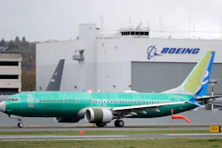 In this April 10, 2019, file photo a Boeing 737 MAX 8 airplane rolls toward takeoff before a test flight at Boeing Field in Seattle. Reported Wednesday, Oct. 2, a Boeing engineer filed an internal complaint alleging that company managers rejected a backup system that might have alerted pilots to problems linked to two deadly crashes involving the 737 Max jet, according to published reports.
