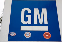 This Oct. 16, 2019, file photo shows a sign at a General Motors facility in Langhorne, Pa. General Motors reports financial earns Tuesday, Oct. 29.
