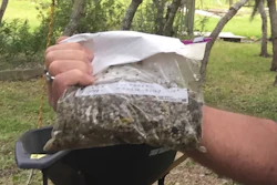 Plaintiff Dale Jurasek with samples of the plastic pellets that Formosa Plastic discharges.