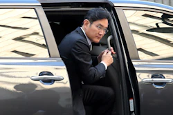 Samsung Electronics Vice Chairman Lee Jae-yong gets off a car upon his arrival at the Seoul High Court in Seoul, South Korea, Friday, Oct. 25, 2019. Billionaire Samsung scion Lee appeared in court for a retrial on corruption charges that partially fueled an explosive 2016 scandal that spurred massive protests and sent South Korea's then-president to prison.