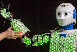 Thanks to the synthetic skin developed by Prof. Gordon Cheng and his team, robot H-1 is able to feel the touch of a human. New control algorithms made it possible for the first time to apply artificial skin to a human-sized robot.