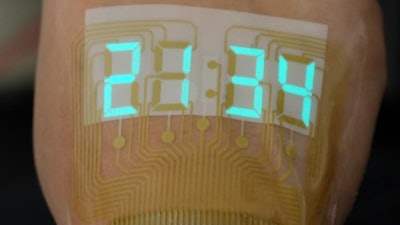 A stretchable light-emitting device becomes an epidermal stopwatch.