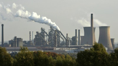 This Oct. 20, 2015, file photo shows the Scunthorpe steel plant in Scunthorpe, England.