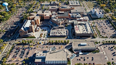 Aerial view of Sanford USD Medical Center in Sioux Falls, S.D., in 2012.