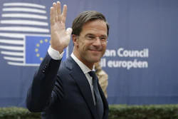 In this Oct. 20, 2016, file photo, Dutch Prime Minister Mark Rutte waves as he arrives for the EU summit in Brussels.