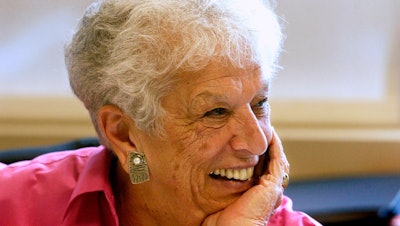 This Sept. 2004 file photo shows Gert Boyle at the Columbia Sportswear Co. headquarters in Beaverton, Ore.