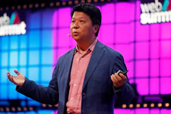 Huawei Rotating Chairman Guo Ping addresses the Web Summit technology conference in Lisbon, Nov. 4, 2019.