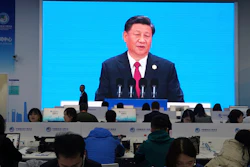 Chinese President Xi Jinping seen on a live broadcast during the opening of the China International Import Expo in Shanghai, Nov. 5, 2019.