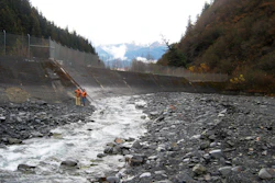 This undated photo shows a diversion dam on Lowell Creek, high above the town of Seward, Alaska.