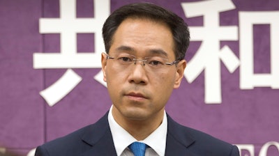 Chinese Ministry of Commerce spokesman Gao Feng during a press conference in Beijing, March 29, 2018.