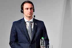 In this Sept. 26, 2017, file photo, U.S. chief technology officer Michael Kratsios attends a press conference during a G7 Industry ministers meeting in Turin, Italy.