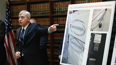 U.S. Attorney Richard P. Donoghue announces charges against Aventura Technologies, Nov. 7, 2019, in Brooklyn.
