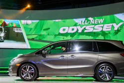 In this Jan. 9, 2017, file photo, a new Honda Odyssey minivan is unveiled at the North American International Auto Show in Detroit.