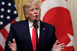 President Donald Trump speaks during a news conference with Turkish President Recep Tayyip Erdogan in the East Room of the White House, Nov. 13, 2019.